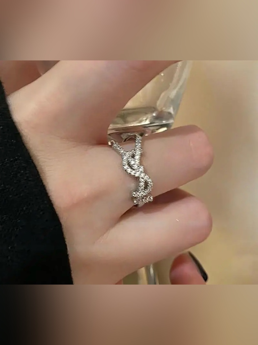 Rhinestone Silver Plated Ring - Women's Jewelry